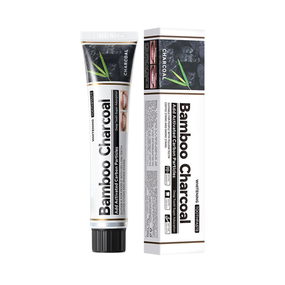 Black Charcoal Mint Toothpaste With Bamboo For Whitening, Cooling Fresh Breath And Daily Natural Cleaning