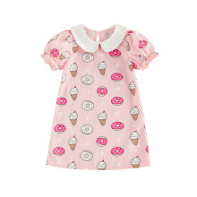 (3-4 Years, Pink) Little Toddler Girl Dress Casual Ice Cream Donut Print Doll Collar Short Sleeve Dress for Summer
