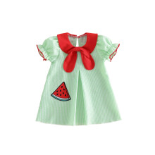 (4-5 Years, Green) Kids Girl’s Stripes Dress, Short Sleeve Crew Neck Watermelon Summer A-line Dress Clothes