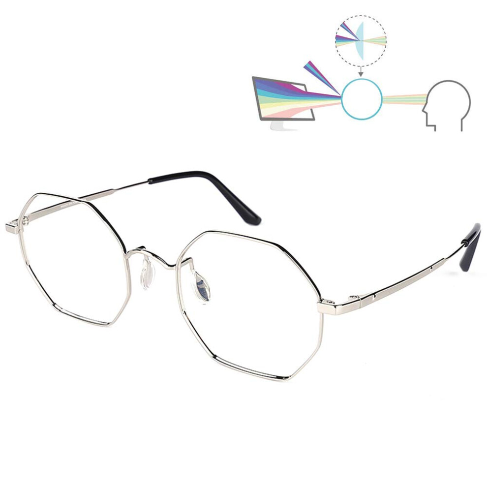 Blue/Light/Silver Reading Glasses +2.00 Blocking Frame For Women And Men Close Work