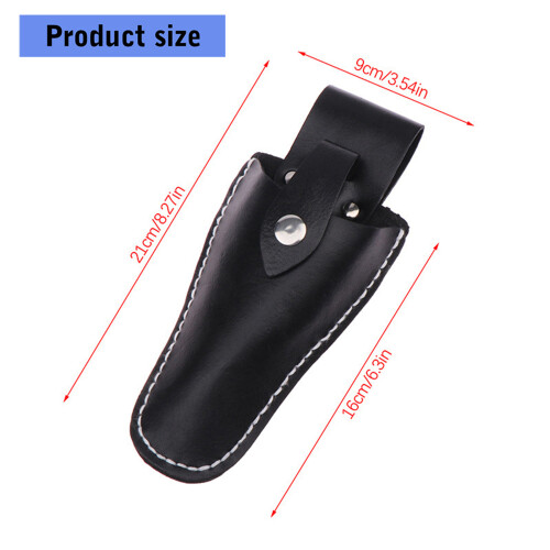 Porte-ciseaux élégants en cuir noir, compacts et portables, 2