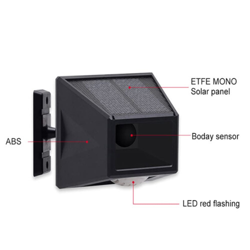 Solar Motion Sensor Alarm 129dB Loud Siren Light IP65 Waterproof Rotatable Head with Remote 1