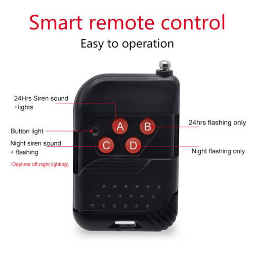 Solar Motion Sensor Alarm 129dB Loud Siren Light IP65 Waterproof Rotatable Head with Remote 2