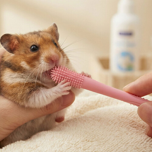 Double Side Pet Toothbrush Flexible Handle Teeth Cleaning-Pink 2
