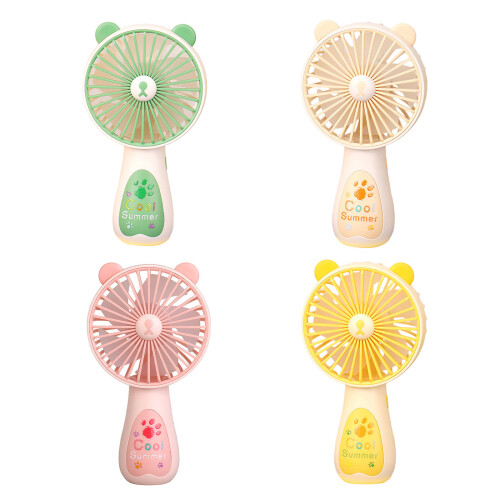 Portable 3 Speed Rechargeable Handheld Fan Desktop Stand-Yellow 1