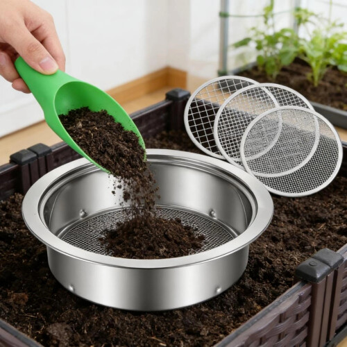 Ensemble de tamis de sol en acier inoxydable avec pelle en 1