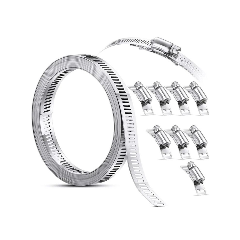 304 Stainless Steel 3.5M Hose Clamp Strap With 8 Fasteners Worm Clamp Adjustable Worm Gear Pipe Ducting Hose Clamp 6032848788950