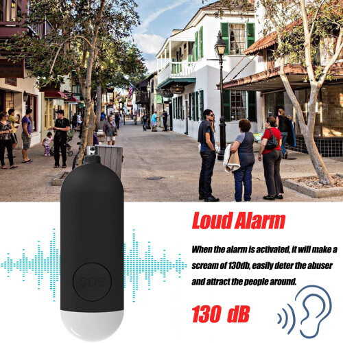 Rechargeable 130dB  Safety Alarm Keychain with LED Flashlight and Dual Activation  Blue 2