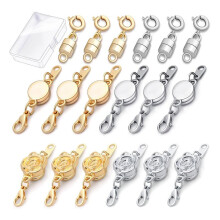 18 St 3 Stilar Magnetiska Halsband SpäNnen och FöRslutningar, Rose Runda Cylindriska Smycken Magnetisk SpäNne Connector LåSning