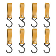 8 StüCk Leder-S-Haken, Lederhaken, S-Haken, S-FöRmige Haken, Kleiderhaken zum AufhäNgen, Camping-Haken, KleiderbüGelhaken (Hellbraun)