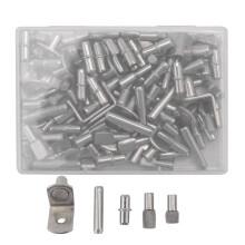 100Pcs Shelf Pegs for Shelves, 4 Styles Shelf Pins Kitchen Cabinet Shelf Pegs,Shelf Holders Pegs, Bookshelf Pegs Silver