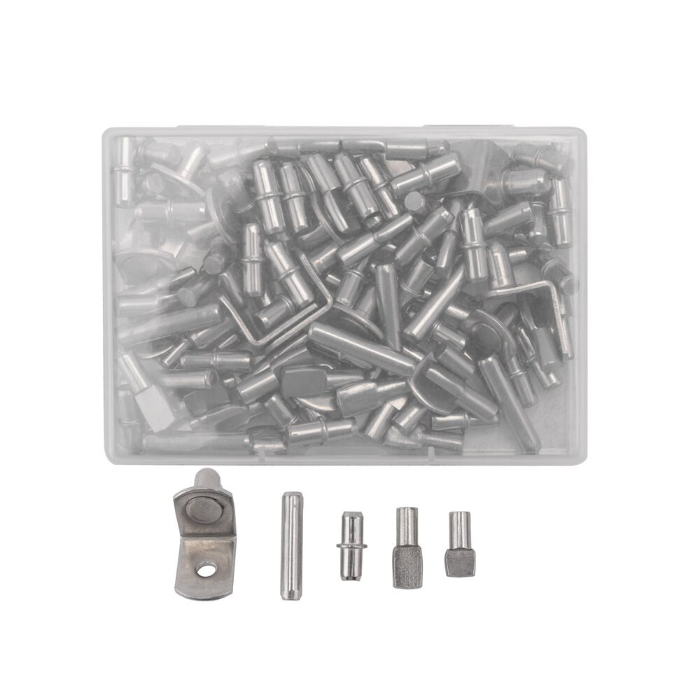 100Pcs Shelf Pegs For Shelves, 4 Styles Shelf Pins Kitchen Cabinet Shelf Pegs,Shelf Holders Pegs, Bookshelf Pegs Silver 6033239764201