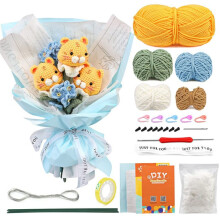 Crochet Kit for Beginners,Crochet Tigers Bouquet Kit,Crochet Beginner Kits with Yarn with Detailed Tutorials and Videos