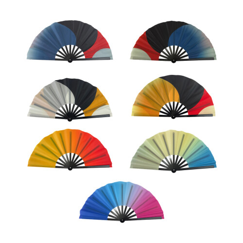 Double Pattern Plastic Martial Arts Exercise Fan-blue purple. 1