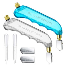 6 Pcs Pistol Grip Oil Feed Glass Cutter Stained Glass Supplies Cutters Tools and 2-6mm Replaceable Heads (, White)