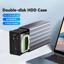 Dual Bay HDD/SSD Case 2.5/3.5 Inch External Hard Drive Enclosure with Function for PC 42TB US Plug