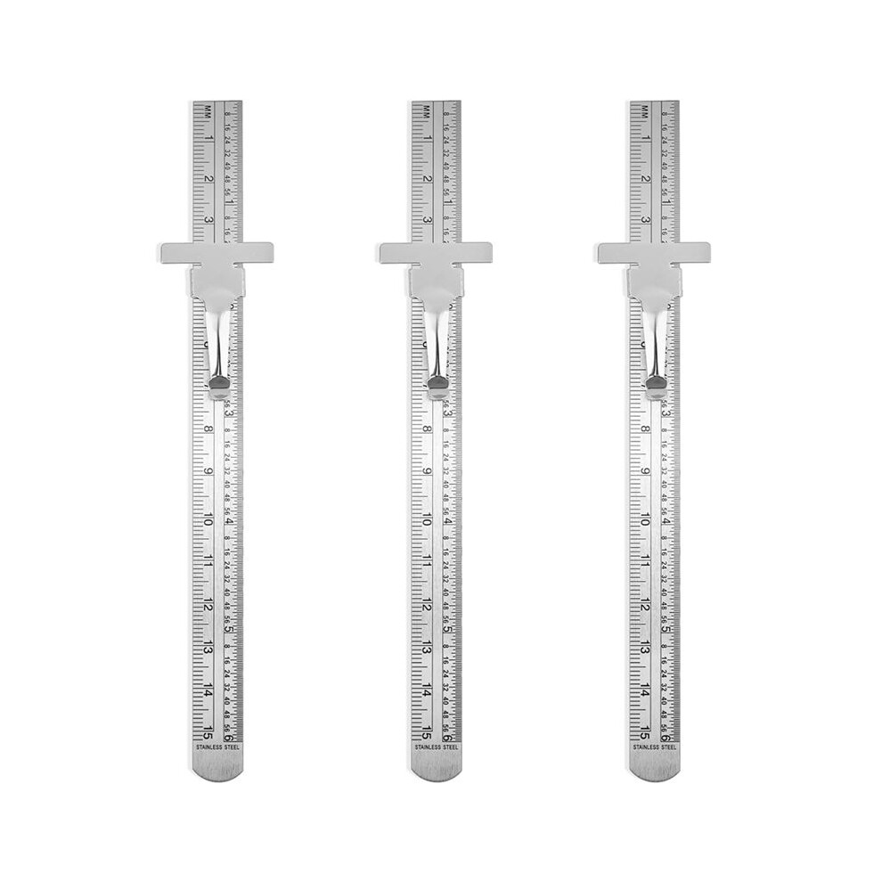 3-Pack Stainless Steel Ruler 15Cm Metal Metric Ruler Set, Machinist's Precision Millimeter Ruler, Measuring Tools 6032868040267