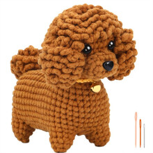 Crochet Kit DIY Teddy Dog Crochet Kit with Knitting Yarn Needles Plush Doll Easy for Beginner Includes Enough Yarn Hook