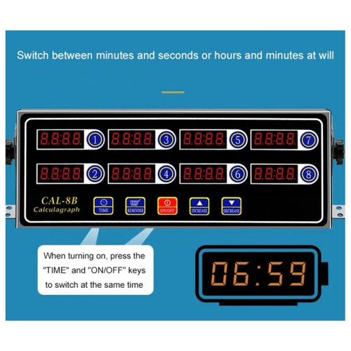 Commercial Eighth 8 Channel Electronic Countdown Kitchen Timer Digital Button Timing Reminder Restaurant Loud Clock US