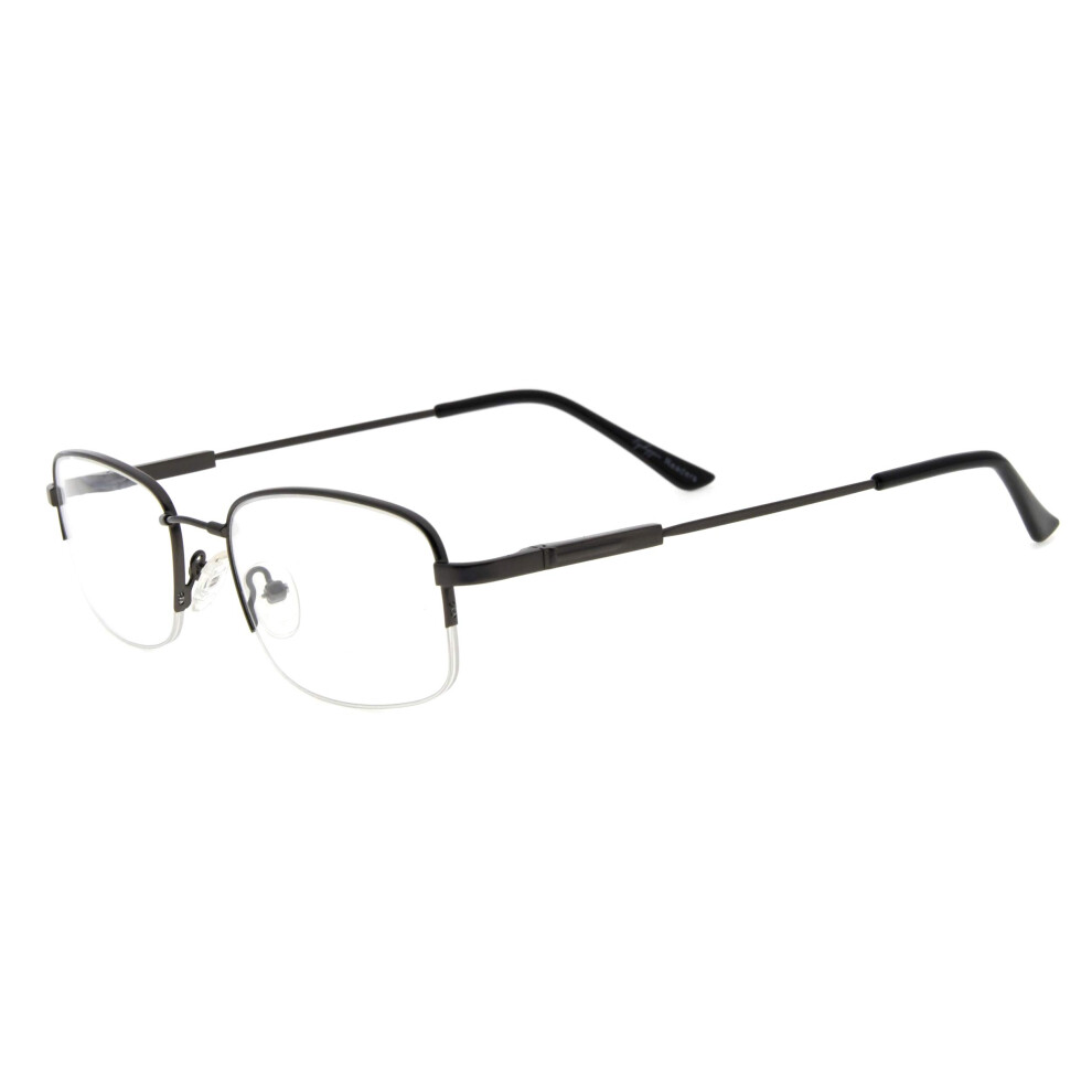 Memory Titanium Reading Glasses +2.00 Gunmetal Flexible Half Rim Lightweight Unisex