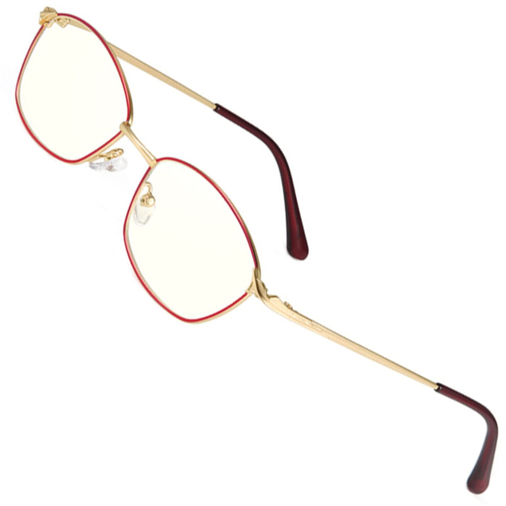 Blue/Light Women's Blocking Reading Glasses +2.00 Metal Frame With Spring Hinge Comfort