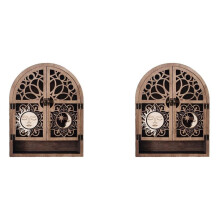 2X Sun Moon Crystal Display Stand 4 Shelves Natural Wooden Shelf Gothic Witchy Crystal Display Case for Living Room