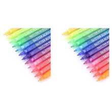 24x Glitzer-Farbstifte, Selbstkonturierende Metallic- in 12 Farben, Tinte auf Wasserbasis mit Feiner Spitze, DIY-Bastel-Grußkarten