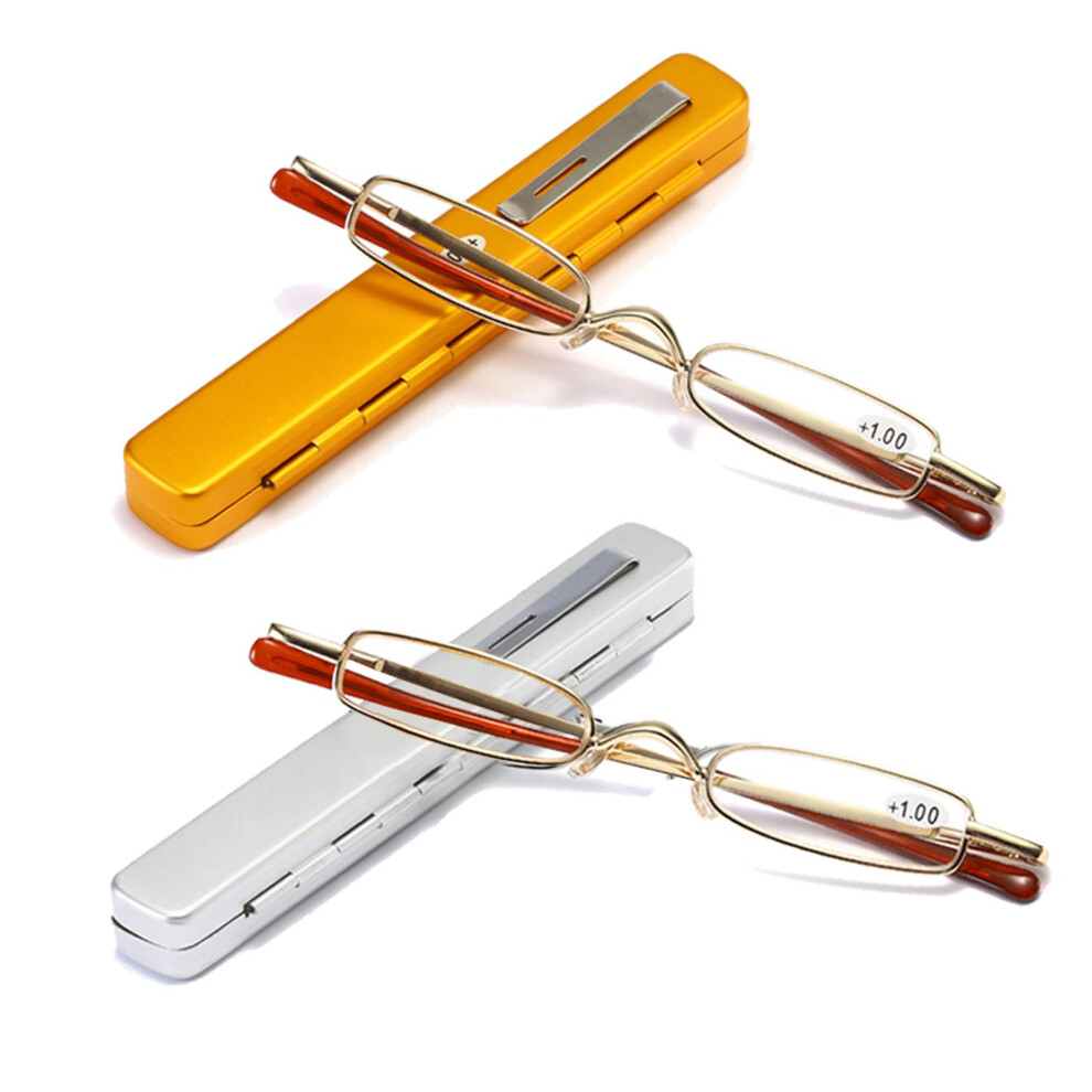 Gold Small Reading Glasses 3.25X Magnification With Mirror Lens For Travel And Close Work