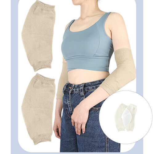 Comfortable Cotton Elbow Knee Sleeve Elastic Knit-White os 2