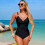 Trend Monokini Bathing Suit Build In Bra Support-Black M 6