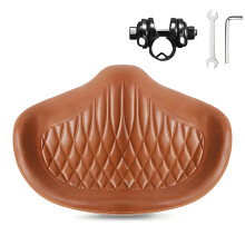 Oversized Comfortable Saddles Noseless Bike Seat-light brown