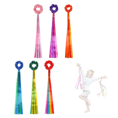6Pcs Light Weight Dancing Rhythm Wrist Streamers Rainbow