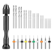 Handboorset, Pin Vise Handboor met 10 Stuks PCB Boorbits en 25 Stuks Micro-TypeTwist Boorbits, voor Hars Polymeer