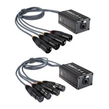 1 Para XLR MęSki/żEńSki 4-KanałOwy Wąż 3Pin XLR/DMX do Ethercon RJ45 Cat5/Cat6 PrzedłUżAcz Ethernet do Sceny na żYwo, Czarny