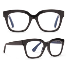 Oversized Reading Glasses for Women +1.75 Magnification Blue Light Blocking Lightweight Black Frames