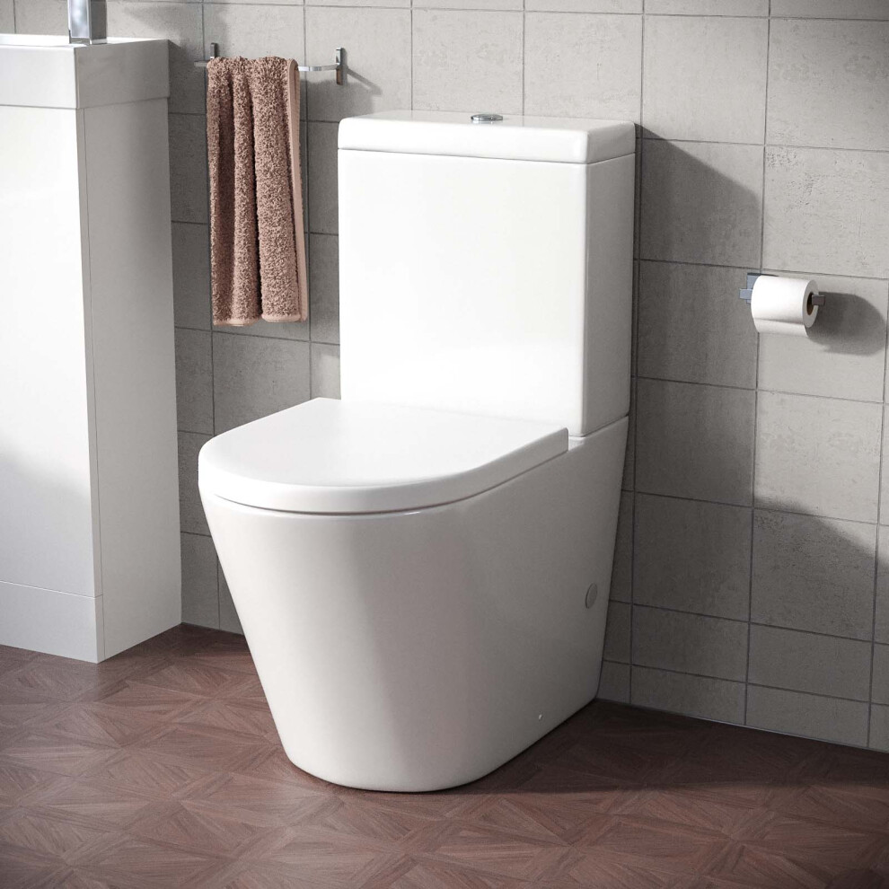 Bella Round Close Coupled Cistern, Toilet Pan And Seat 3776937034308