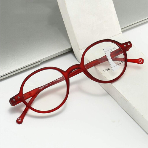 Multifocal Blue Light Blocking Reading Glasses Red Frame +1.5X HD Lenses for Computer and Mobile 2