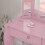 Homcom HOMCOM Makeup Dressing Table Set with Tri-Folding Mirror and Drawer, Pink 7