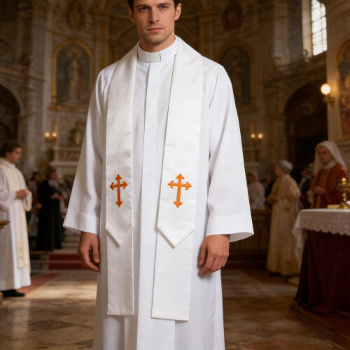 1Set Cosplay Priest Kleding Wit Polyester Met Stola 2