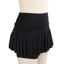 Atmungsaktiver schwarzer Polyester-Falten-Tennisskirt mit Taschen für Laufen & Yoga M