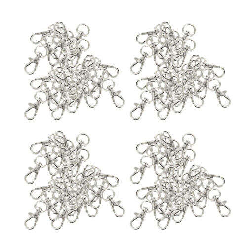 120Pcs Swivel Carabiners Keychain Silver Color