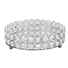 Crystal Cosmetic Makeup Tray Round Mirrored Metal20cm