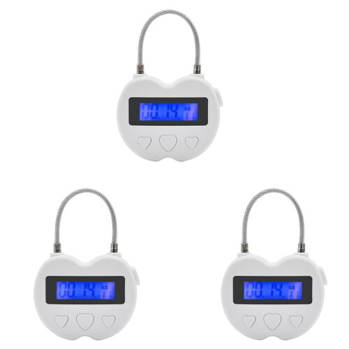 3X   Lock LCD Display  Lock Multifunction Electronic Timer, USB Rechargeable Temporary Timer Padlock