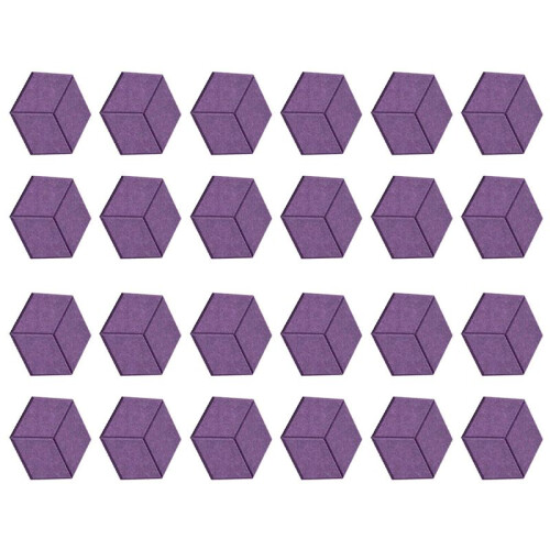 24Pcs Self-Adhesive Acoustic Panel Hexagon Y-Lined Sound Proof Panel Noise Insulation High Density Fireproof Wall Panels