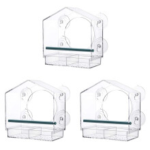 3X Window Bird Feeders with Strong Suction Cups, Clear Bird Feeder Bird House with 2 Compartment Removable Tray