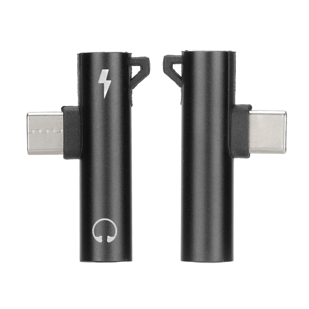 Usb C To 3.5Mm Audio & Charging Splitter Adapter 2 In 1 For Phone Tablet Black 3381390352724