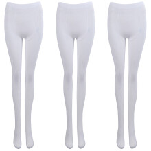 3X Weisse Zarte Einfarbig Samt Strumpfhose fuer Frauen