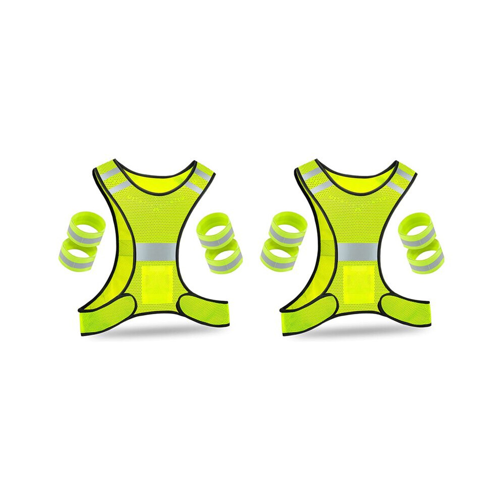 2 Pcs Reflector Vest - High Visibility Bicycle Vest With Adjustable Fastener And 8 Reflector Jogging 4712088556039
