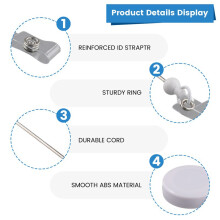 12 Pcs Beadable DIY Badge Reel Kit Retractable ID Name Badge Reel Clips Holder for Beads Blank Bar with Belt Clip, White