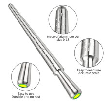 Ring Size Tool, Metal Mandrel Measuring Rod Ring Mandrel Aluminum with Finger Sizing Steel Ring